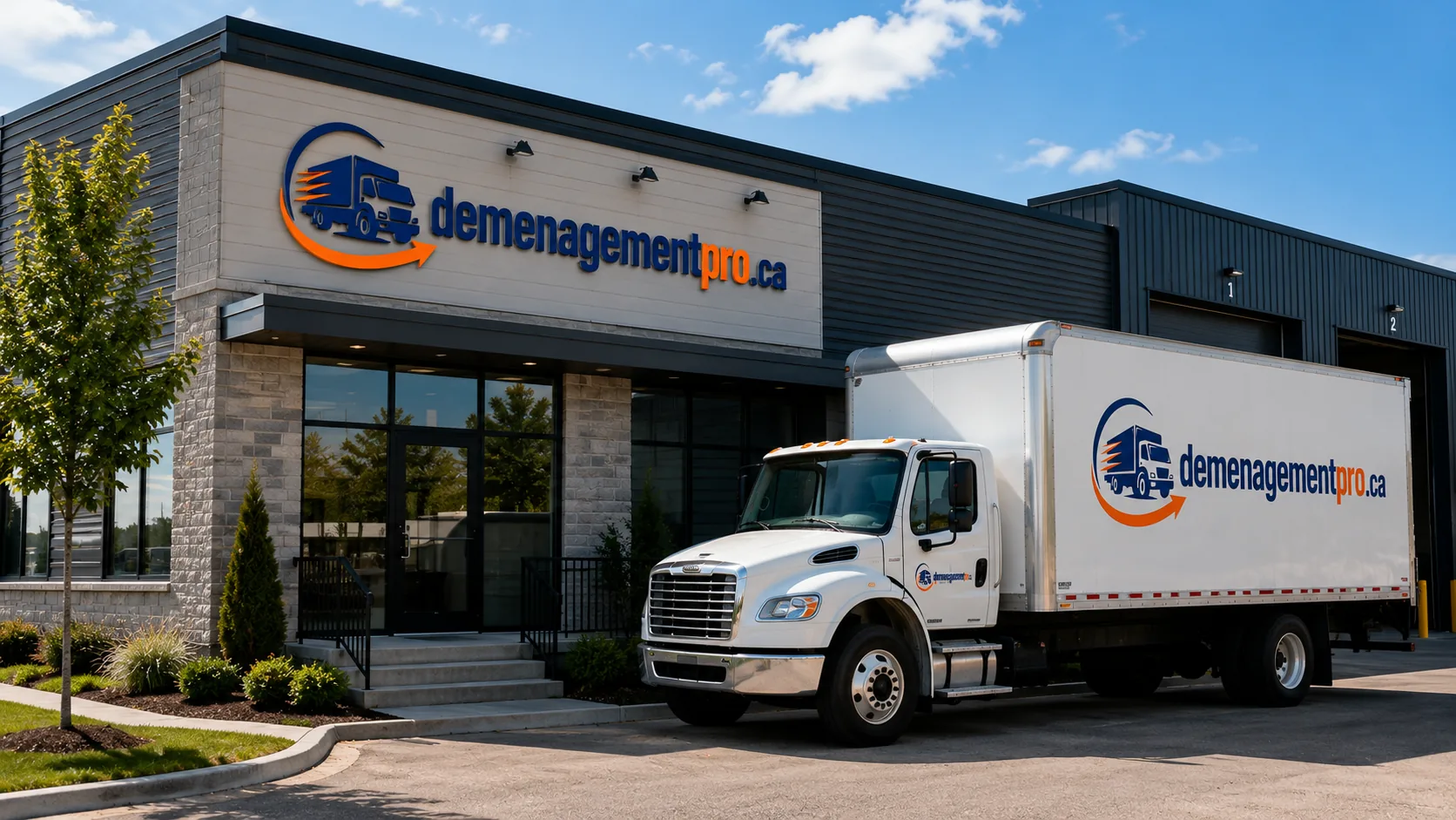 Bâtiment et camion d'une entreprise de déménagement